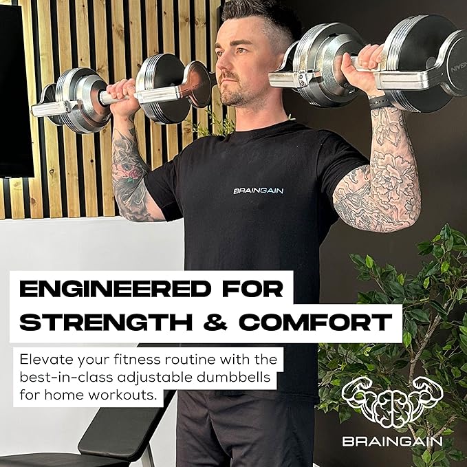 32kg CHROME Adjustable Dumbbell (Pair) - 1kg Increment