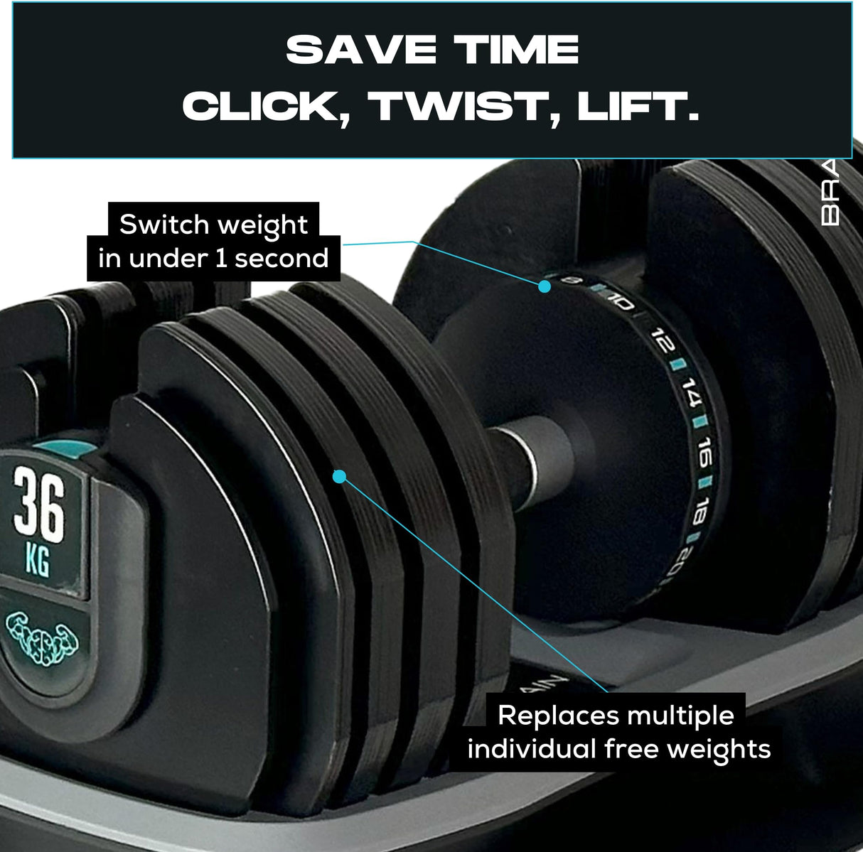 36kg Adjustable Dumbbell (Pair) - 2kg increment