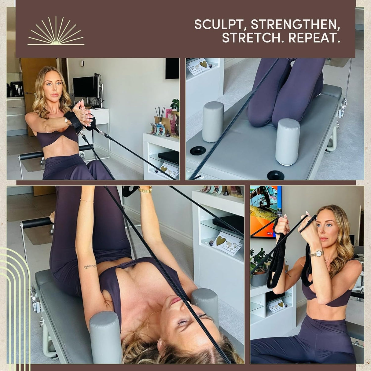 Foldable Reformer Pilates Machine - Midnight Black / Cloud Grey